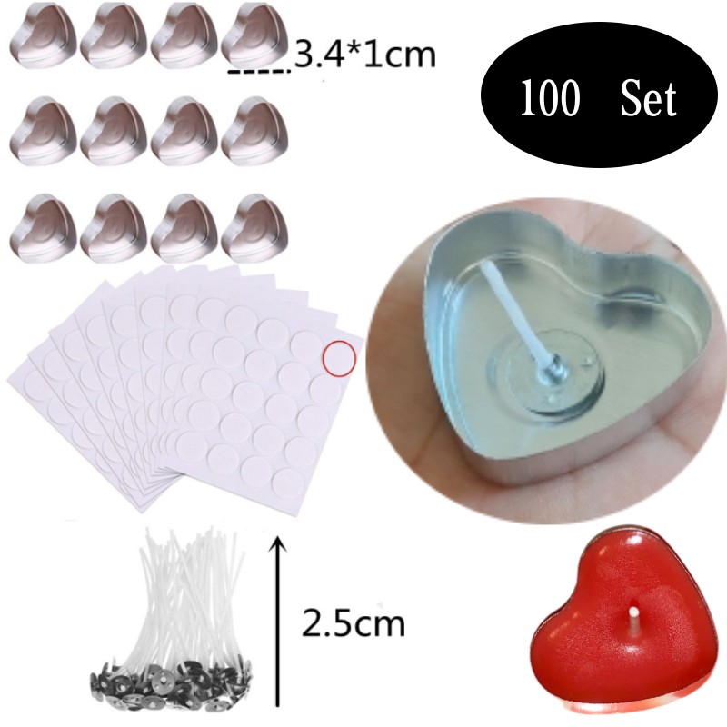 Candle Containers - 100 Set Bentuk Hati Kosong Aluminium