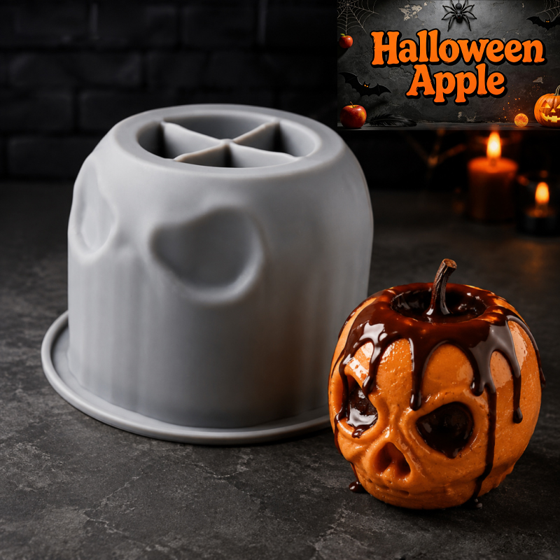 Candle Containers - Cetakan silikon apel tengkorak Halloween, desain
