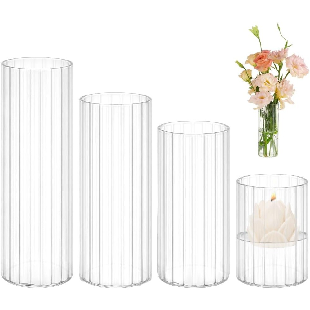 Candle Containers - 4 Vas Silinder Kaca Ukuran 3.5/5.5/6.7/7.8