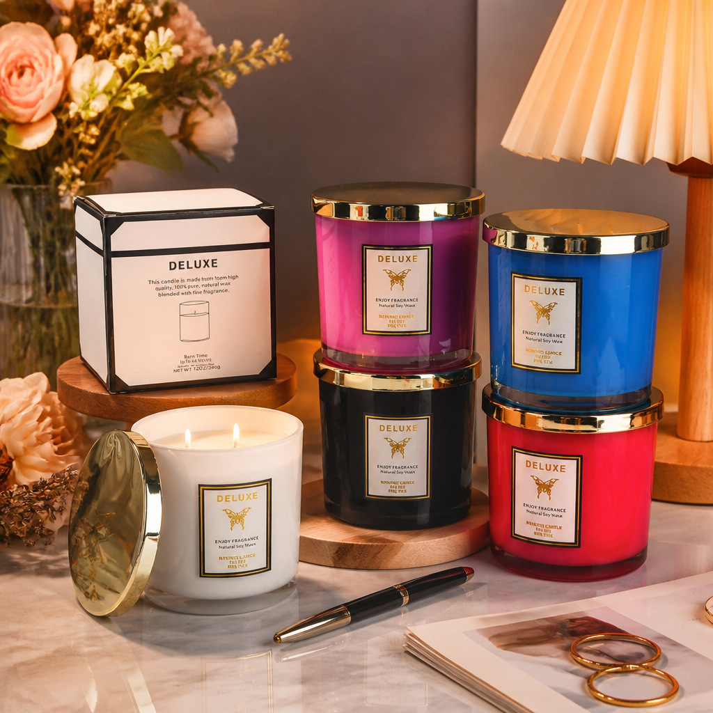 Soy Wax - Lilin aromaterapi dengan wadah kaca berwarna